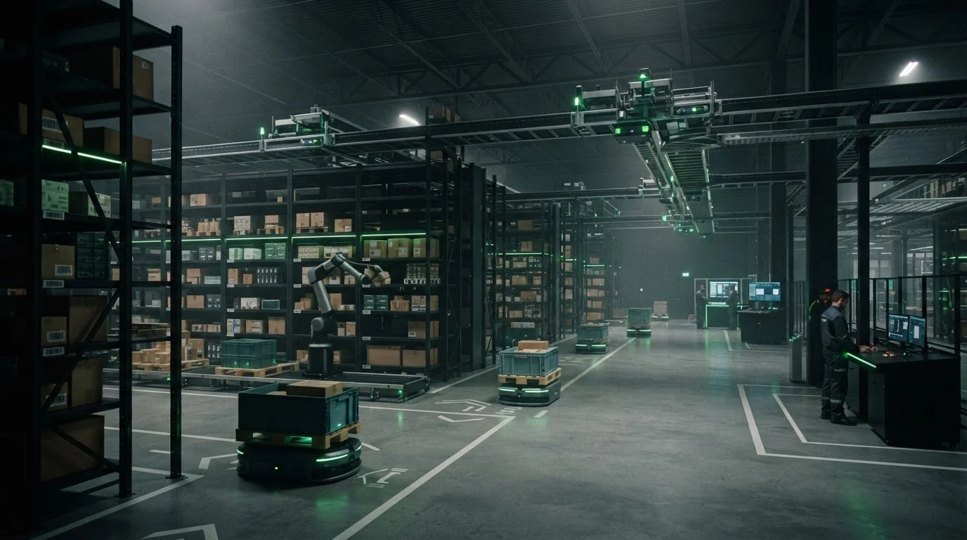 Automated Translog warehouse with robotic logistics systems